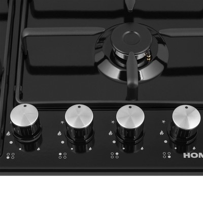 Варочная панель HOMSair HGE643GBK, газовая, 4 конфорки, чёрный