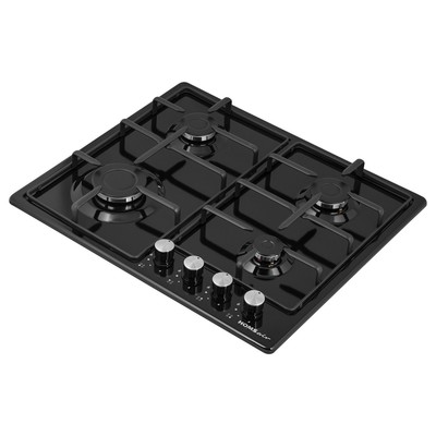 Варочная панель HOMSair HGE643GBK, газовая, 4 конфорки, чёрный