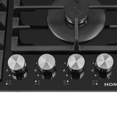 Варочная панель HOMSair HGG646BK, газовая, 4 конфорки, чёрный