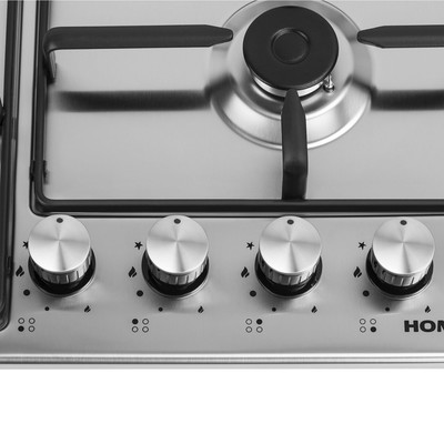 Варочная панель HOMSair HGS643GS, газовая, 4 конфорки, серый