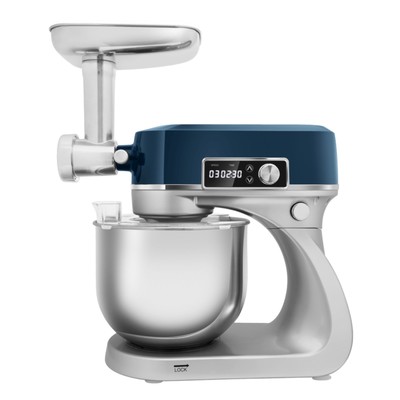 Миксер 2 в1 MAUNFELD MF-425BL, планетарный, 1200 Вт, 6 л, 12 скоростей, 3 насадки, синий