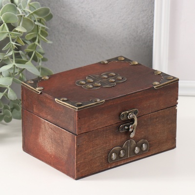 Шкатулка для украшений «Сундучок. Герцогство», дерево, с заклёпками, коричневая, 15×10.5×8.5 см