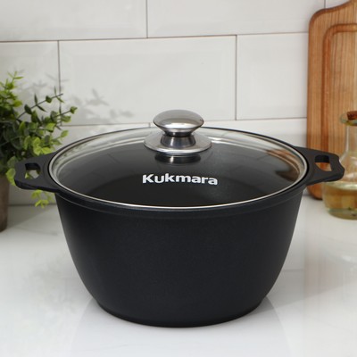 Кастрюля KUKMARA «Традиция», 4 л, 32×26.5×14.3 см, антипригарное покрытие, литой алюминий, чёрная