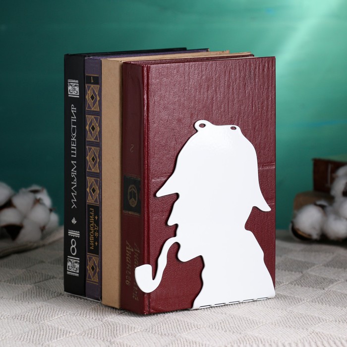 Держатель-подставка для книг "Сыщик" набор 2шт, 15х10х10см, белый - Фото 1