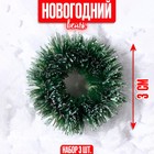 Декор «Новогодний венок», набор 3 шт., размер 1 шт. — 3 см, цвет тёмно-зелёный - фото 319567379