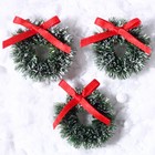 Декор «Новогодний венок с бантиком», набор 3 шт., размер 1 шт. — 3 см, цвет светло-зелёный - фото 22320868