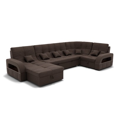 П-образный диван «Майами 4», механизм венеция, универсальный, велюр, цвет галакси лайт 004