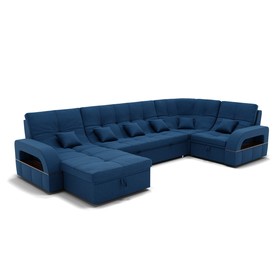 П-образный диван «Майами 4», механизм венеция, универсальный, велюр, цвет галакси лайт 014