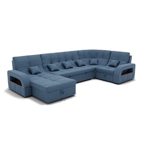 П-образный диван «Майами 4», механизм венеция, универсальный, велюр, цвет галакси лайт 022