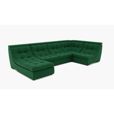 П-образный диван «Монако 4», механизм венеция, универсальный, велюр, цвет гелекси лайт 010