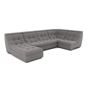 П-образный диван «Монако 4», механизм венеция, универсальный, велюр, цвет гелекси лайт 021