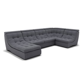 П-образный диван «Монако 4», механизм венеция, универсальный, велюр, цвет гелекси лайт 026