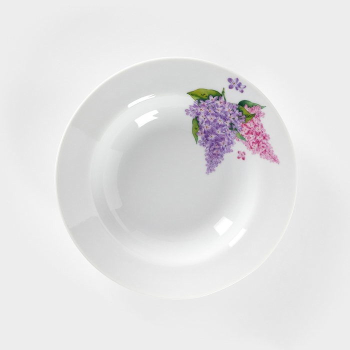 Тарелка глубокая Добрушский завод «Сирень», 250 мл, d=20 см, фарфор, белая - Фото 1
