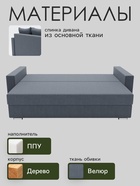 Диван прямой «Олимп 1», ППУ, механизм еврокнижка, велюр, цвет галакси лайт 026 - Фото 3