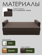 Диван прямой «Олимп 1», механизм еврокнижка, ППУ, велюр, цвет галакси лайт 004 - Фото 3