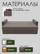 Диван прямой «Олимп 1», механизм еврокнижка, ППУ, велюр, цвет галакси лайт 005 - Фото 3