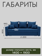 Диван прямой «Олимп 1», ППУ, механизм еврокнижка, велюр, цвет галакси лайт 014 - Фото 2