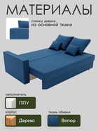 Диван прямой «Олимп 1», ППУ, механизм еврокнижка, велюр, цвет галакси лайт 014 - Фото 3