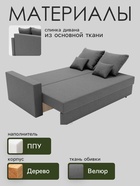 Диван прямой «Олимп 1», механизм еврокнижка, ППУ, велюр, цвет галакси лайт 021 - Фото 3