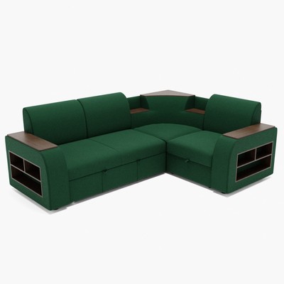 Угловой диван «Фараон», механизм дельфин, велюр, цвет галакси лайт 010