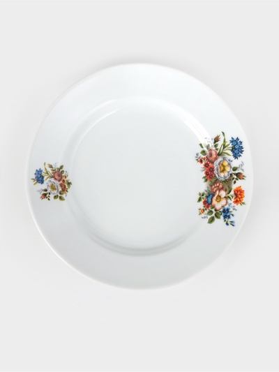 Тарелка Добрушский завод «Букет цветов», d=20 см, фарфор, белая