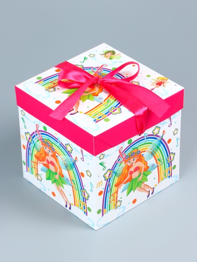 Коробка подарочная самосборная «Детская» Фея 15×15×15 см