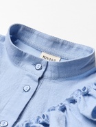 Блузка для девочки MINAKU: Cotton collection, светло-голубая, рост 128 см - Фото 10