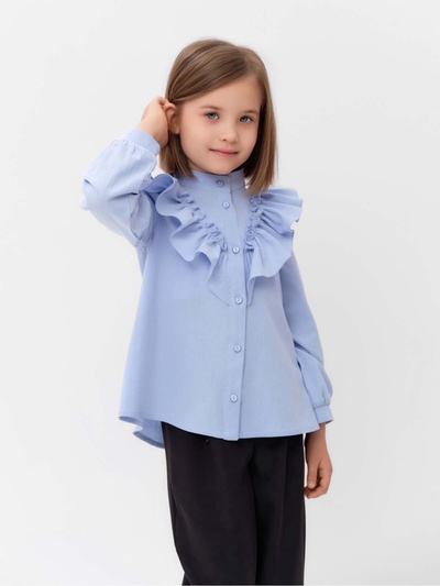 Блузка для девочки MINAKU: Cotton collection, светло-голубая, рост 134 см