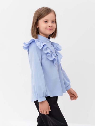 Блузка для девочки MINAKU: Cotton collection, светло-голубая, рост 134 см