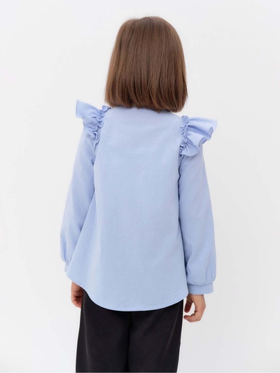 Блузка для девочки MINAKU: Cotton collection, светло-голубая, рост 134 см