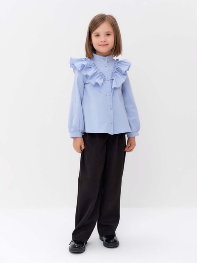 Блузка для девочки MINAKU: Cotton collection, светло-голубая, рост 134 см