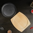 Сковорода чугунная на деревянной подставке Magma «Круг», 25×3 см, цвет чёрный - фото 4383001