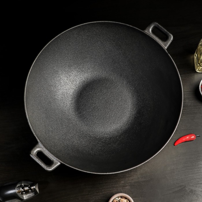 Сковорода-ВОК чугунная Magma «Хемминг», 37×9,5 см, с деревянной крышкой