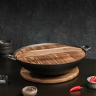 Сковорода-ВОК чугунная Magma «Хемминг», 4 л, 37×9,5 см, с деревянной крышкой - фото 4383053