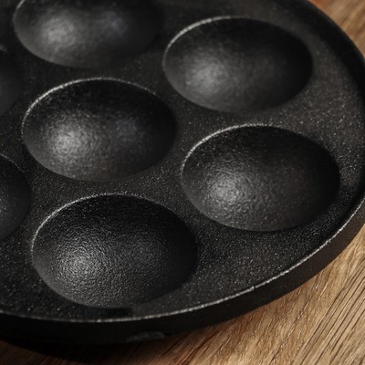 Сковорода Magma «Сферос», 7 ячеек, 20×3 см, чугун, чёрная