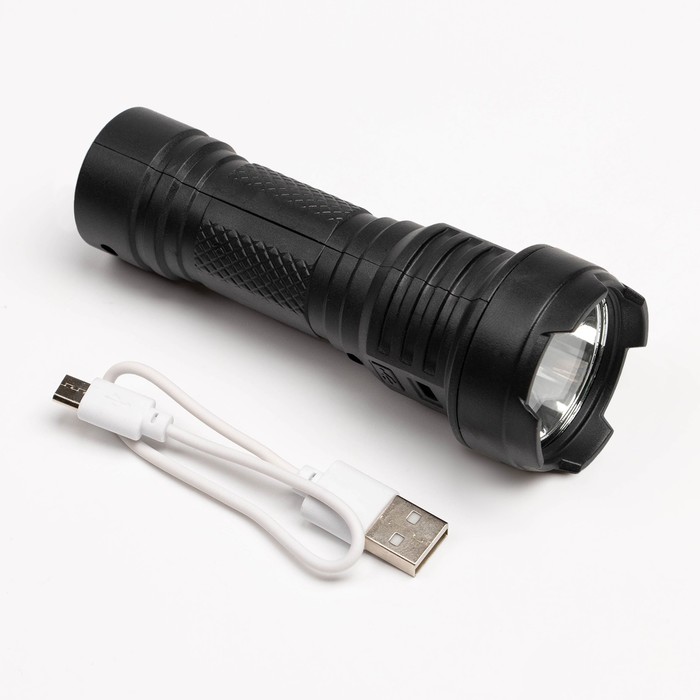 Фонарь ручной аккумуляторный, 800 мАч, 3 Вт, LED, 3 режима, USB - фото 1906302101
