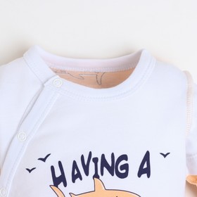 Комбинезон детский, цвет оранжевый/акулы, рост 80см