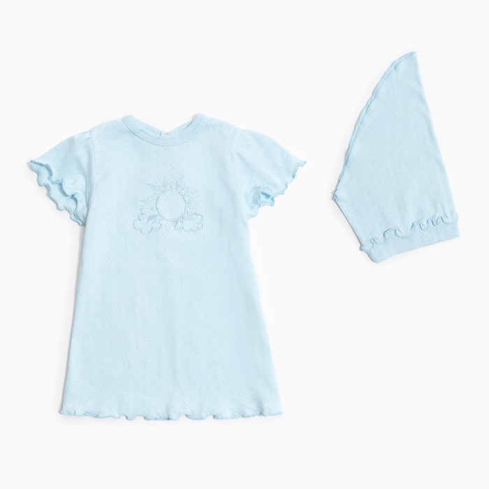 Комплект детский (платье/косынка), цвет голубой, рост 74см