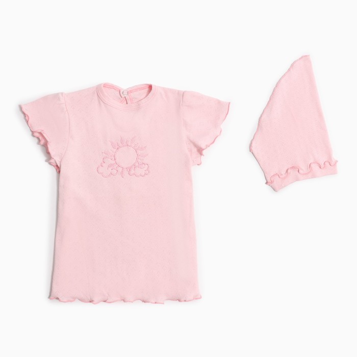 Комплект детский (платье/косынка), цвет розовый, рост 74см