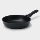 Сковорода KUKMARA «Традиция», d=22 см, стеклянная крышка, съёмная ручка, антипригарное покрытие, алюминий, чёрный - Фото 3