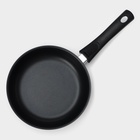 Сковорода KUKMARA «Традиция», d=22 см, стеклянная крышка, съёмная ручка, антипригарное покрытие, алюминий, чёрный - Фото 4