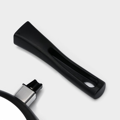 Сковорода KUKMARA «Традиция», d=22 см, стеклянная крышка, съёмная ручка, антипригарное покрытие, алюминий, чёрный