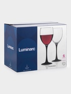 Бокалы для вина Luminarc Domino, 350 мл, набор 6 шт., стекло, прозрачные, чёрная ножка 1037787