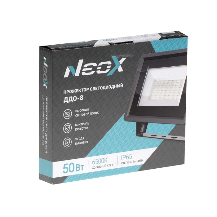 Прожектор светодиодный NEOX ДДО-8, 50 Вт, 230 В, 6500 К, 5250 Лм, 105 Вт, IP65