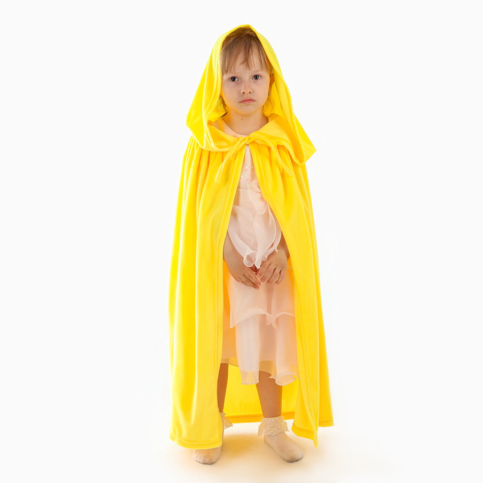 Карнавальный плащ детский, плюш жёлтый, длина 85 см - фото 1907749794