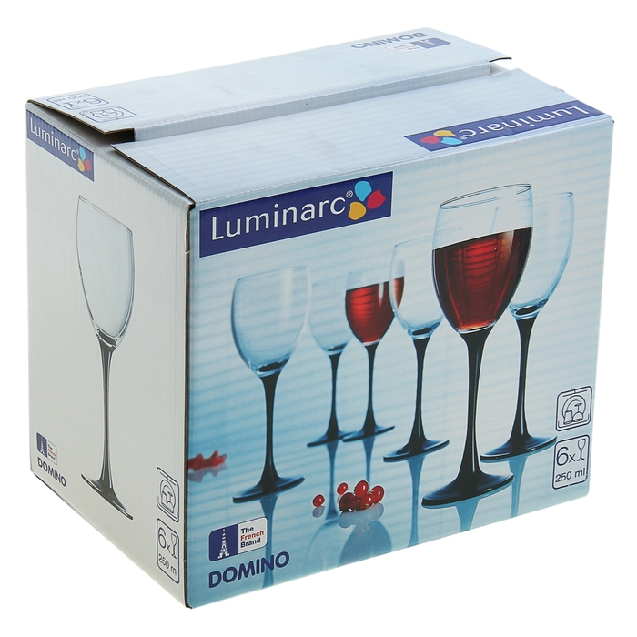 Набор стеклянных бокалов для вина «Домино», 250 мл, 6 шт - фото 1927248784