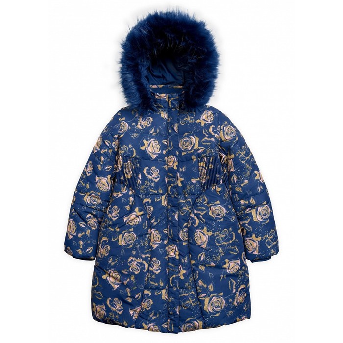 Пальто для девочек, рост 134 см, цвет тёмно-синий