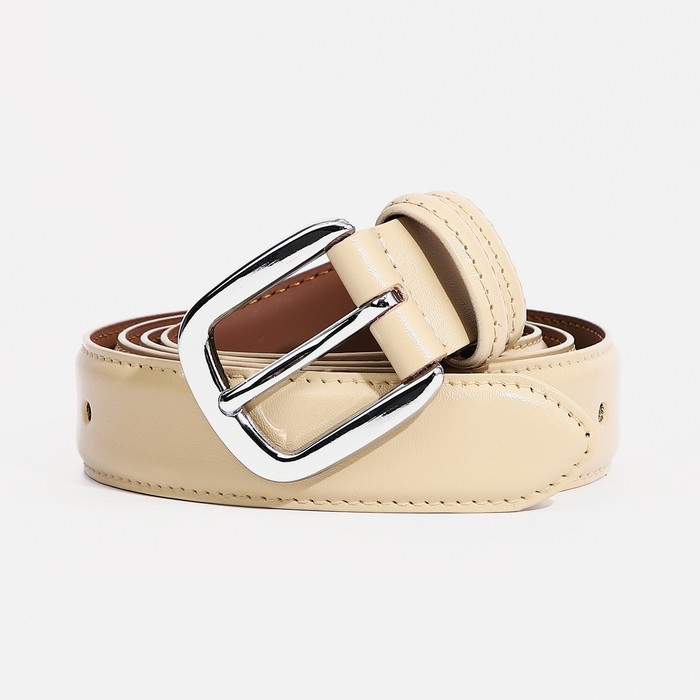 

Ремень женский, ширина 3 см, винт, пряжка металл, цвет молочный