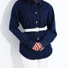 Ремень женский, ширина 3 см, винт, пряжка металл, цвет белый - фото 22324904