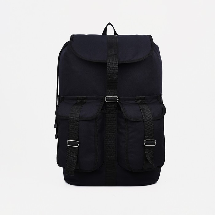 Рюкзак туристический, 55 л, отдел на шнурке, 4 наружных кармана, цвет чёрный - Фото 1